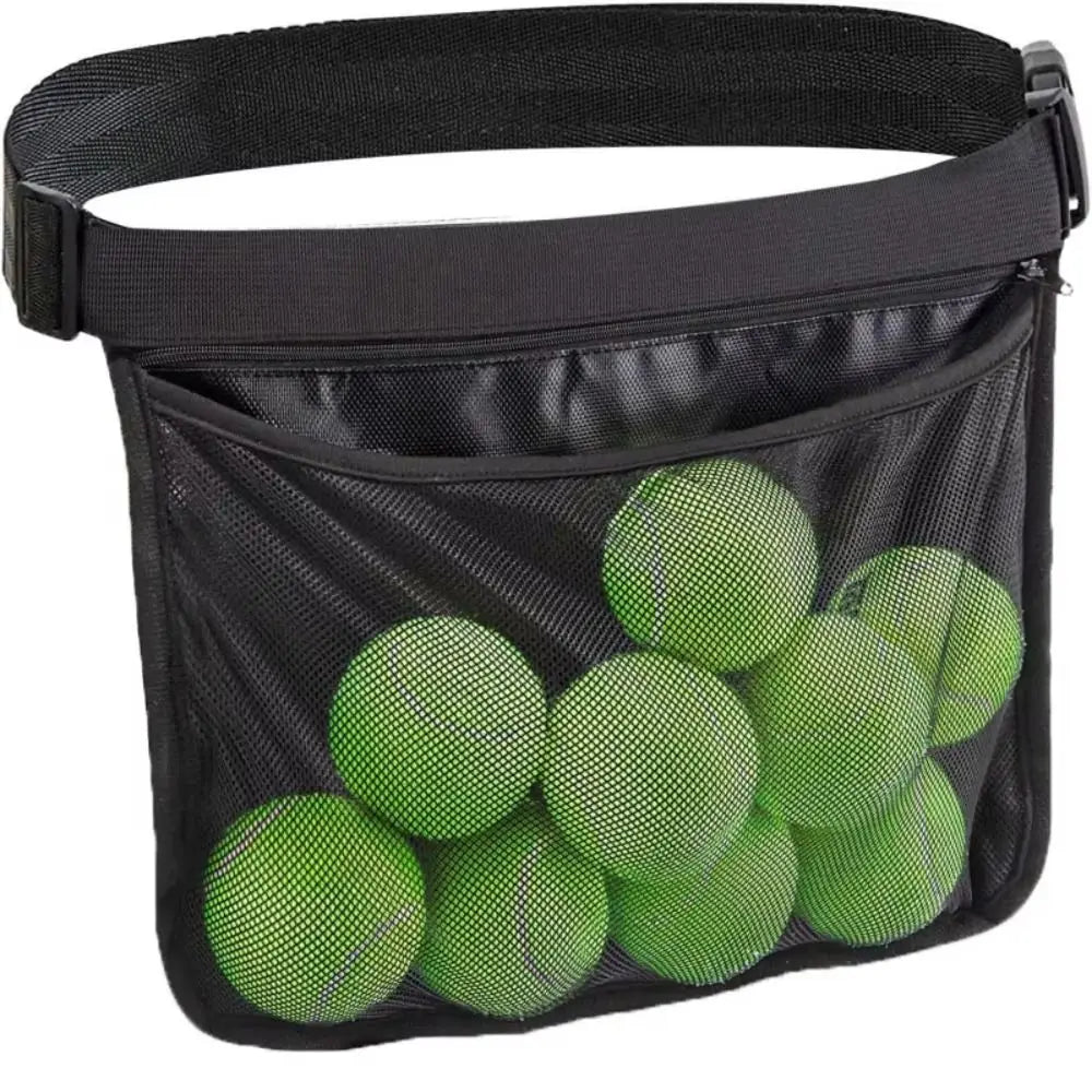 Large Capacity Tennis Ball Carry Bag Mesh Pouch Multifunctional Golf Ball Storage Waist Bag Training Zipper Tennis Ball Holder