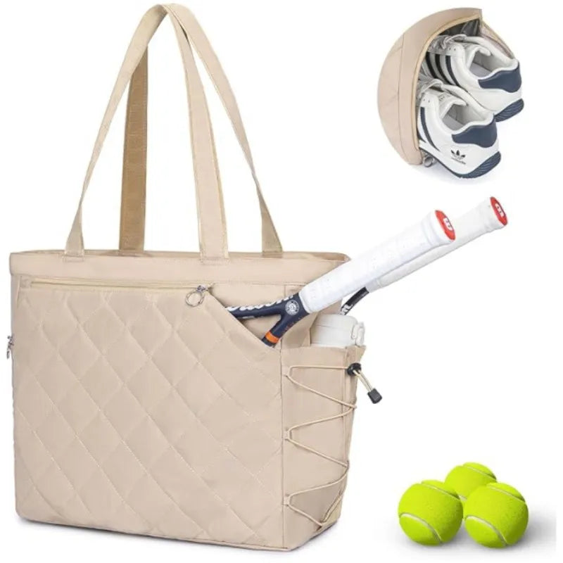 Tennis Handbag with Shoe Compartment, Tennis Badminton One Shoulder Bags for 2-4 Rackets, Waterproof Lightweight Bag Men Women