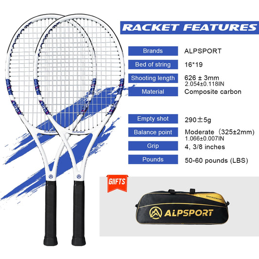 Professional Carbon Fiber Tennis Racket with Bag