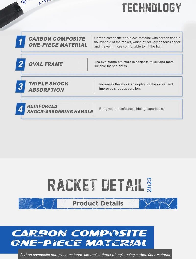 Professional Carbon Fiber Tennis Racket with Bag