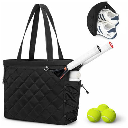 Tennis Handbag with Shoe Compartment, Tennis Badminton One Shoulder Bags for 2-4 Rackets, Waterproof Lightweight Bag Men Women