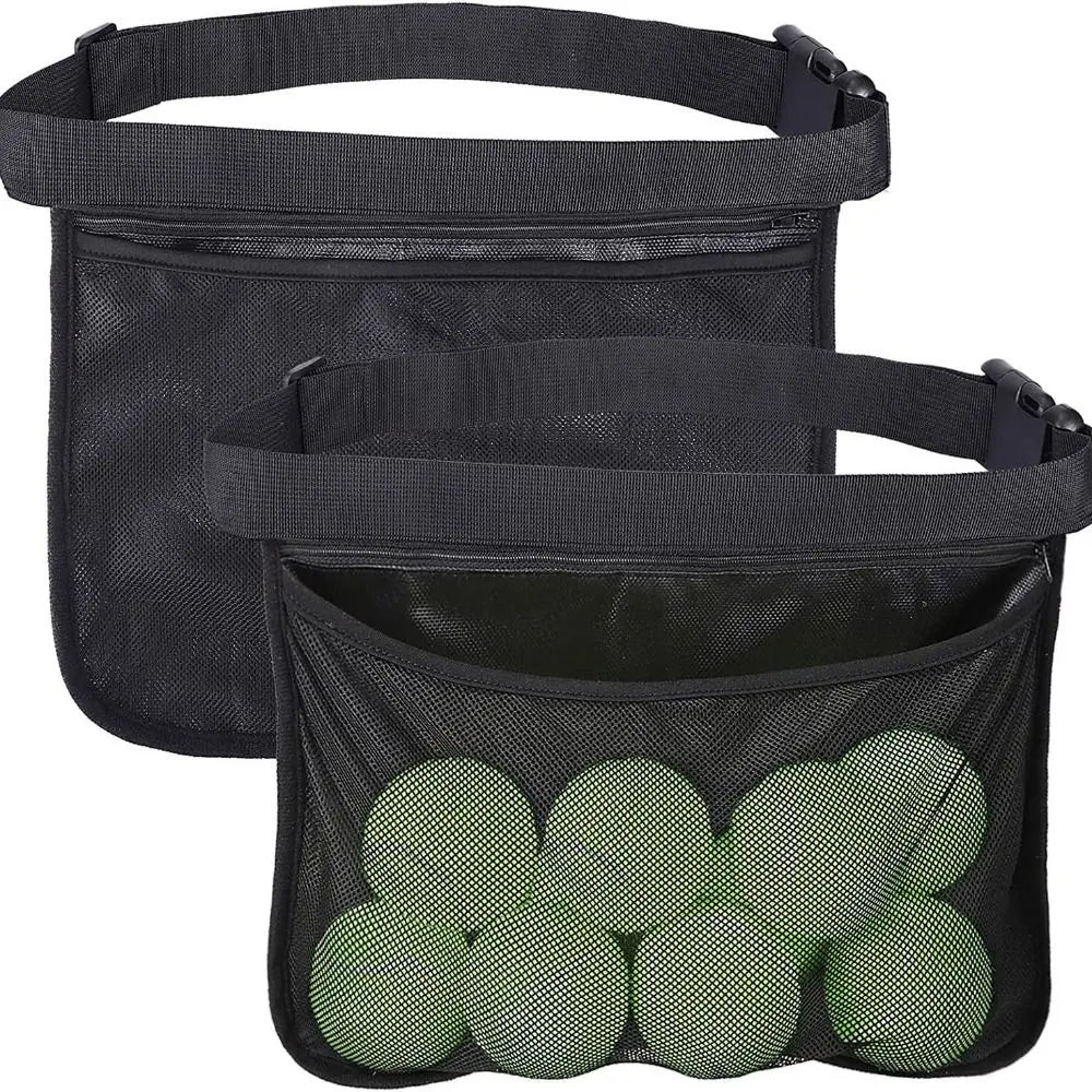 Large Capacity Tennis Ball Carry Bag Mesh Pouch Multifunctional Golf Ball Storage Waist Bag Training Zipper Tennis Ball Holder