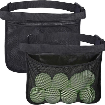 Large Capacity Tennis Ball Carry Bag Mesh Pouch Multifunctional Golf Ball Storage Waist Bag Training Zipper Tennis Ball Holder