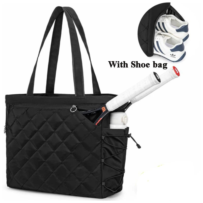 Tennis Handbag with Shoe Compartment, Tennis Badminton One Shoulder Bags for 2-4 Rackets, Waterproof Lightweight Bag Men Women