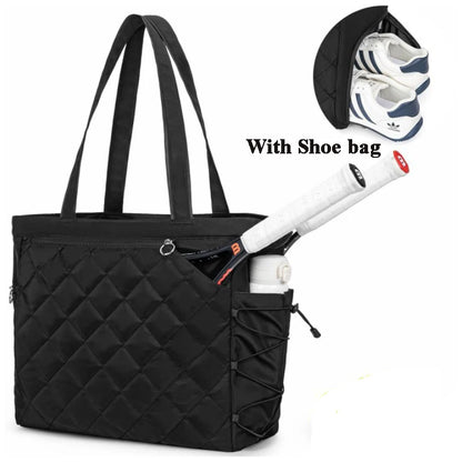 Tennis Handbag with Shoe Compartment, Tennis Badminton One Shoulder Bags for 2-4 Rackets, Waterproof Lightweight Bag Men Women