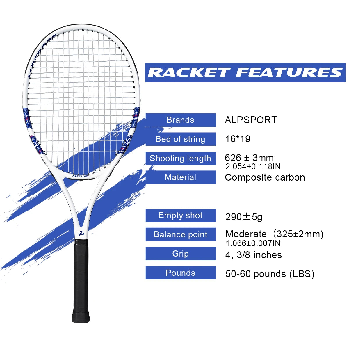 Professional Carbon Fiber Tennis Racket with Bag