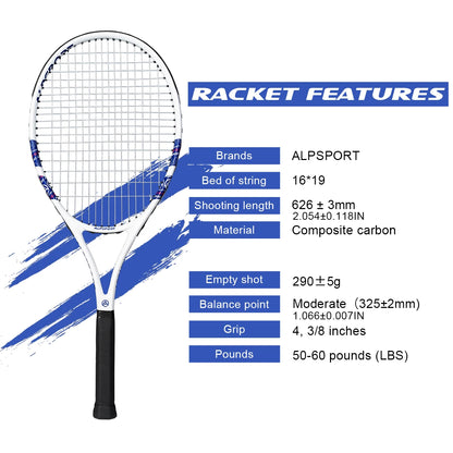 Professional Carbon Fiber Tennis Racket with Bag
