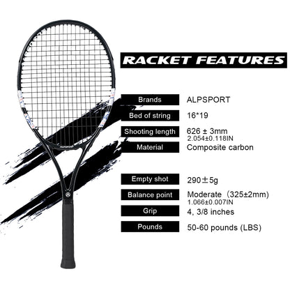 Professional Carbon Fiber Tennis Racket with Bag