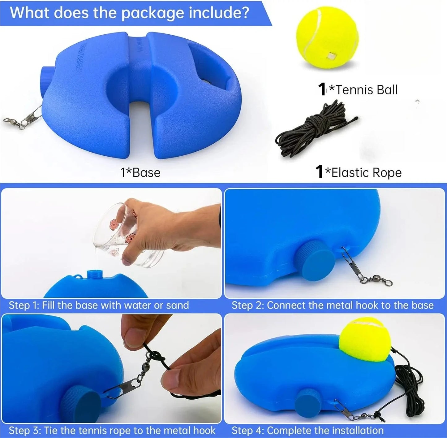 Solo Tennis Trainer with Rebound Base