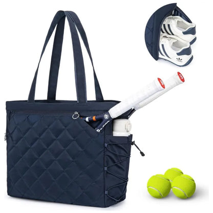 Tennis Handbag with Shoe Compartment, Tennis Badminton One Shoulder Bags for 2-4 Rackets, Waterproof Lightweight Bag Men Women